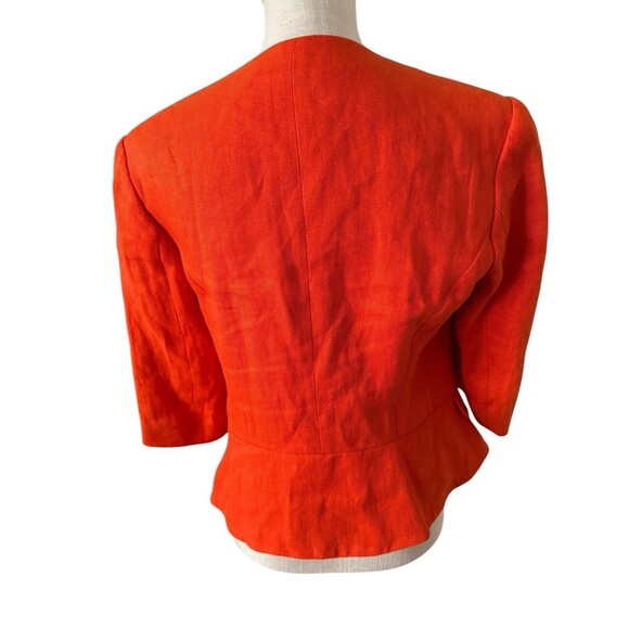 RALPH LAUREN BLACK LABEL Orange Linen Pearl Neck 3/4 Sleeve‎ Cropped Blazer 12 - Picture 3 of 9